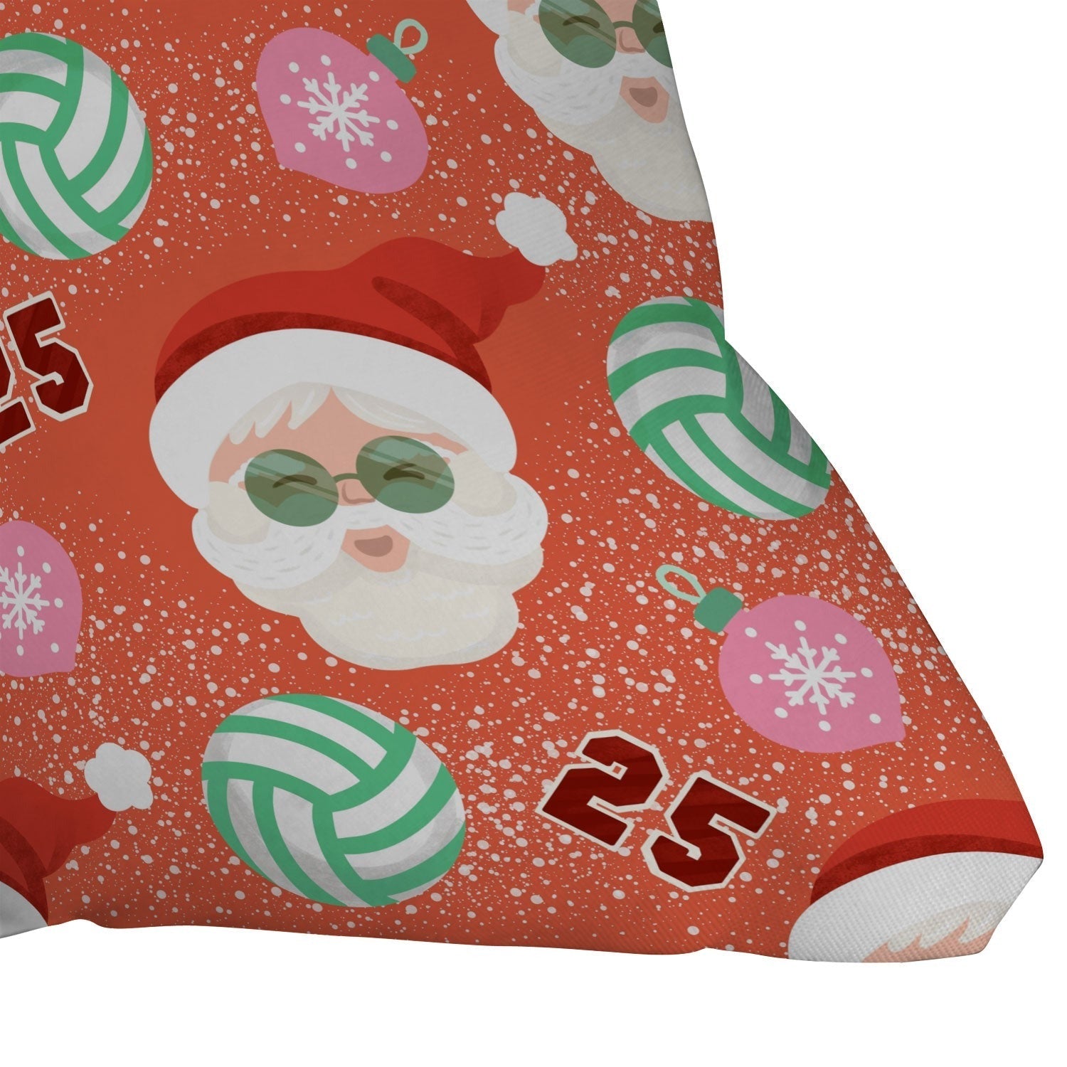Design by Spark Sporty Volleyball Santa Outdoor Throw Pillow