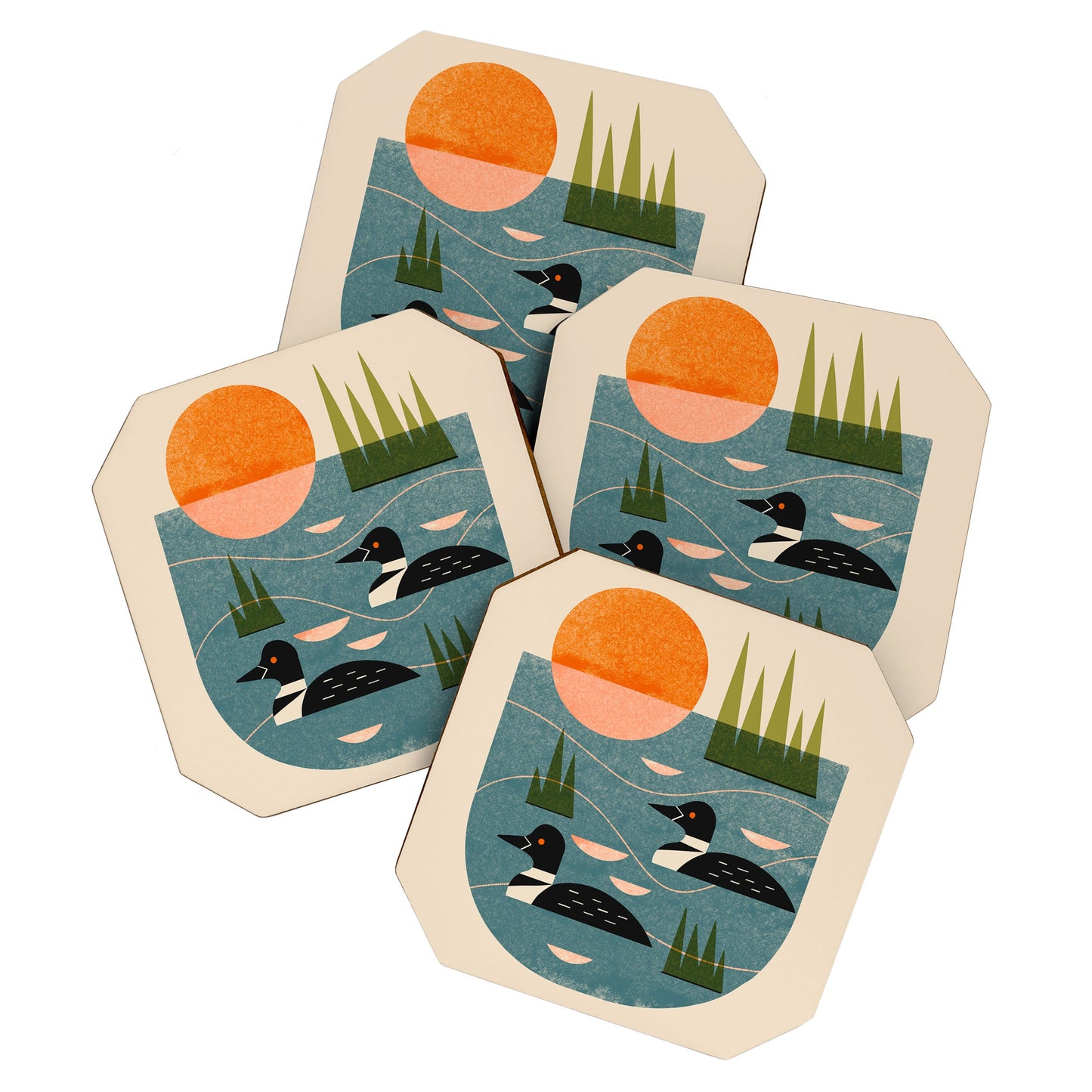 Renea L Thull Loon Lake Coaster Set