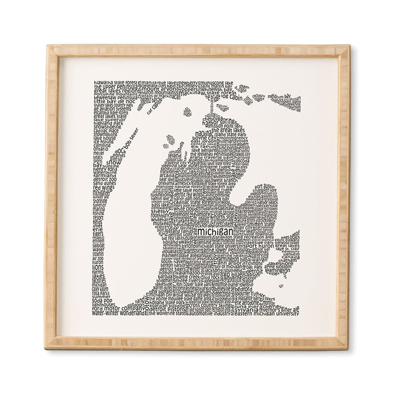 Restudio Designs Michigan Map Framed Wall Art
