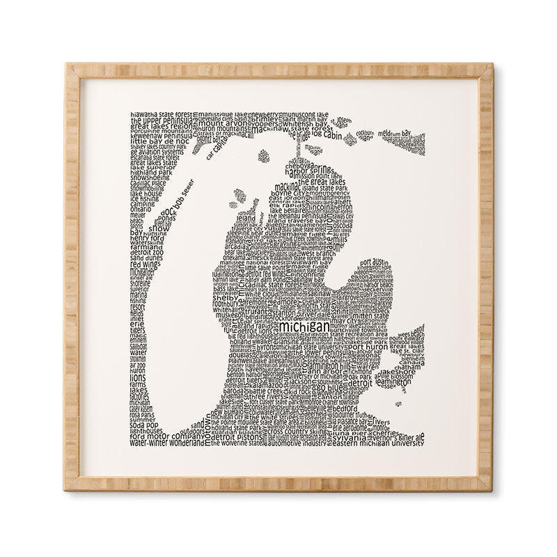 Restudio Designs Michigan Map Framed Wall Art