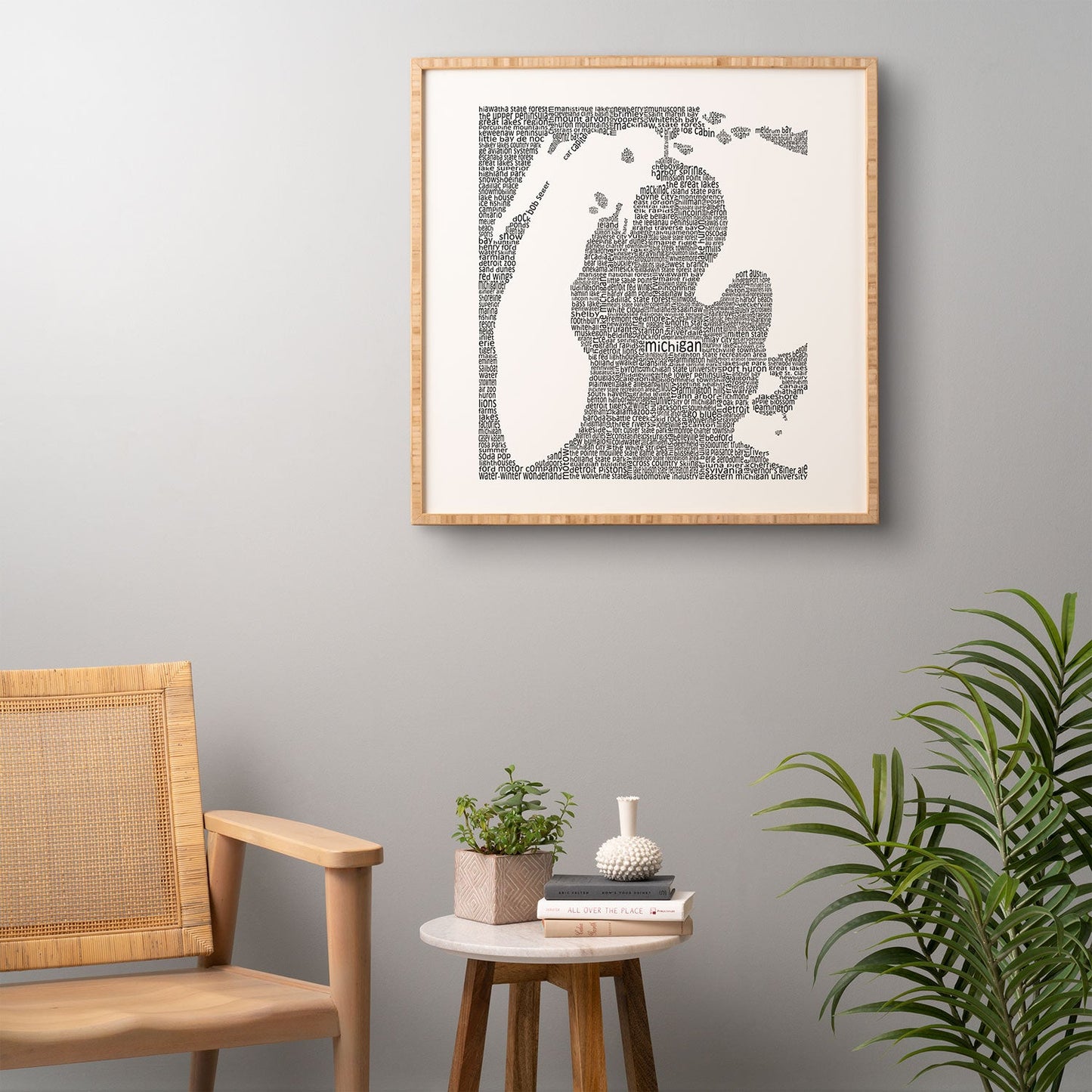 Restudio Designs Michigan Map Framed Wall Art