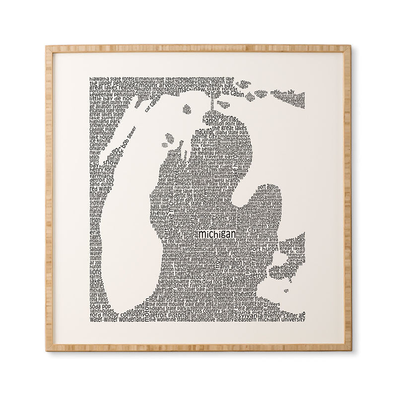 Restudio Designs Michigan Map Framed Wall Art