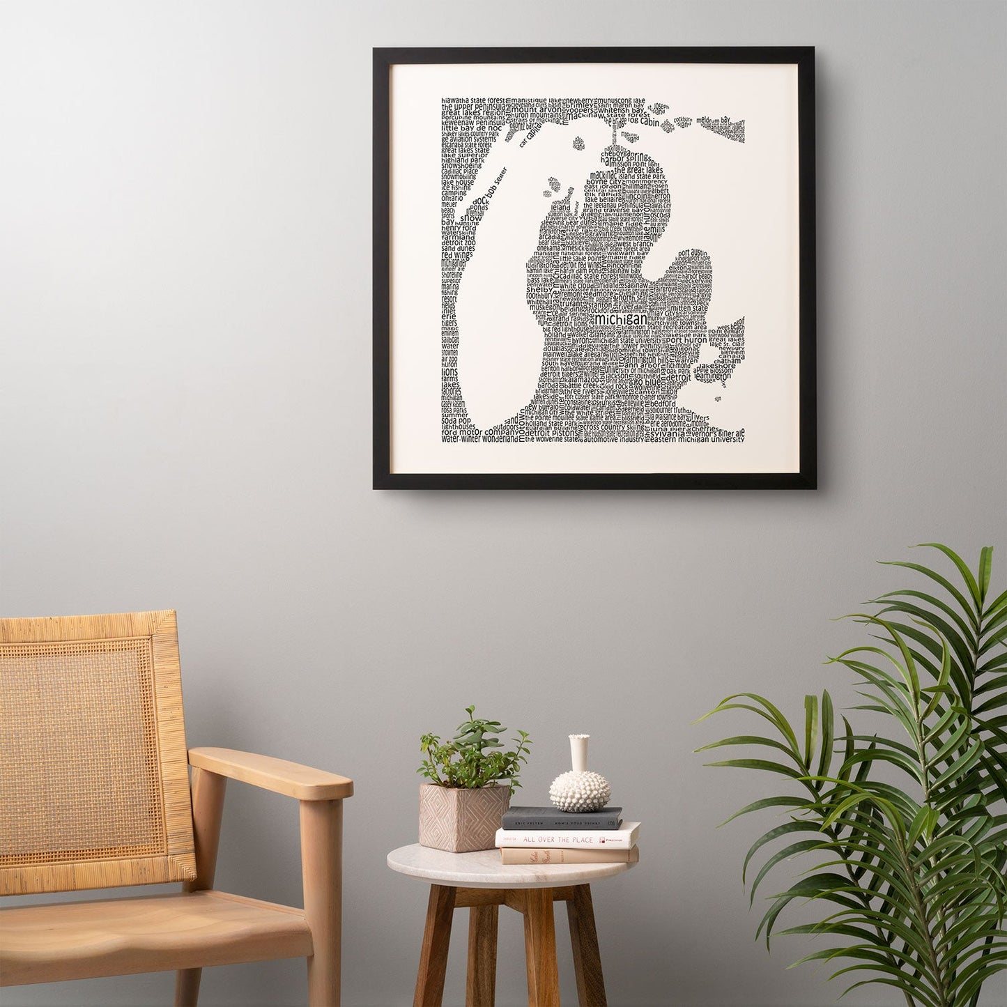 Restudio Designs Michigan Map Framed Wall Art