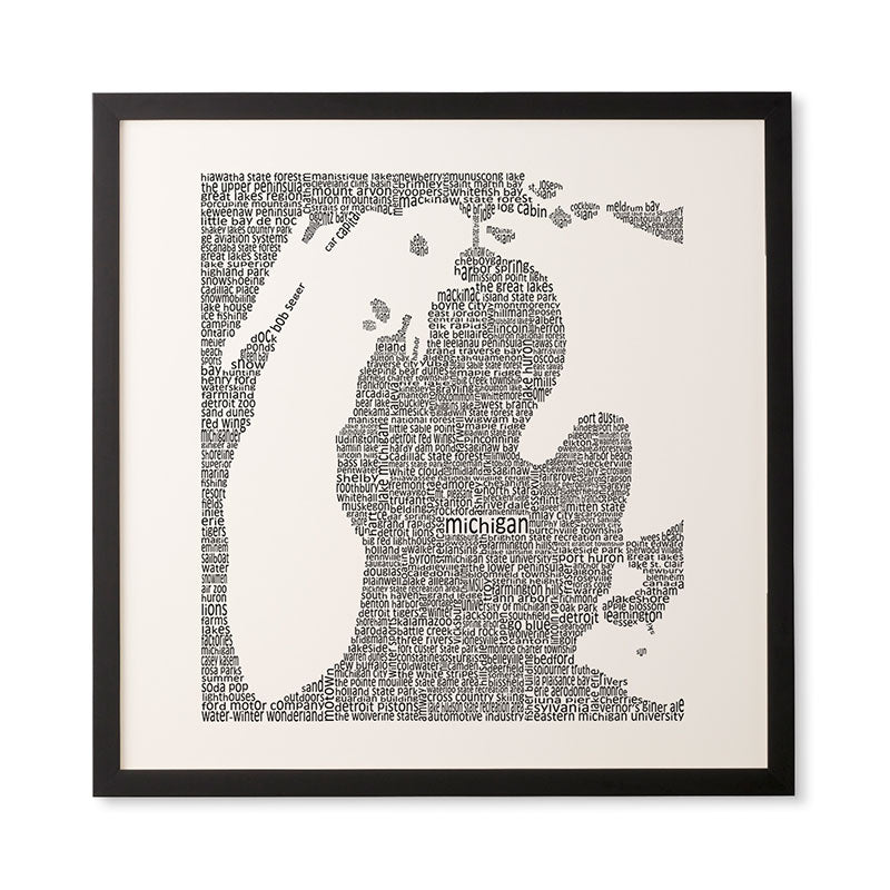 Restudio Designs Michigan Map Framed Wall Art