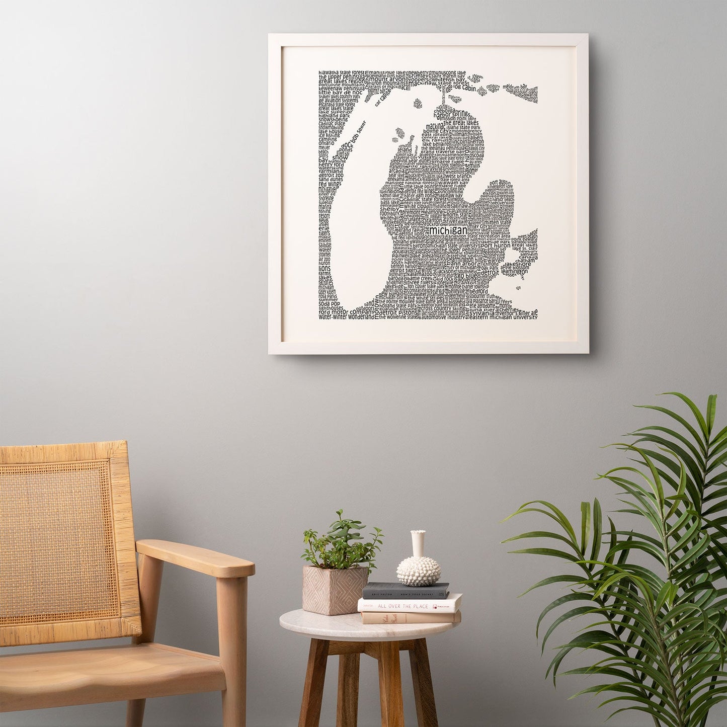 Restudio Designs Michigan Map Framed Wall Art