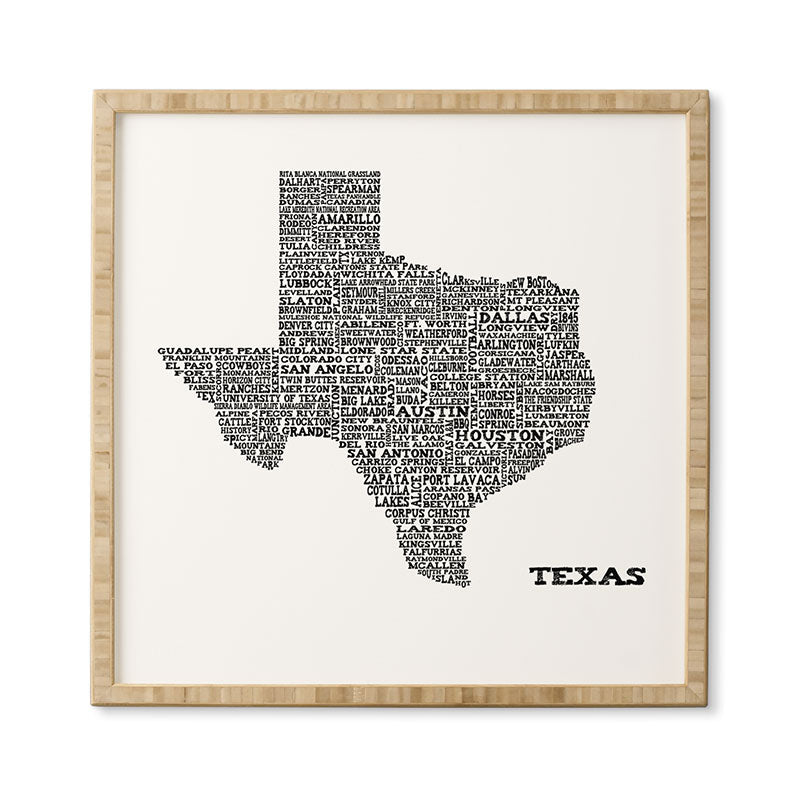 Restudio Designs Texas Map Framed Wall Art