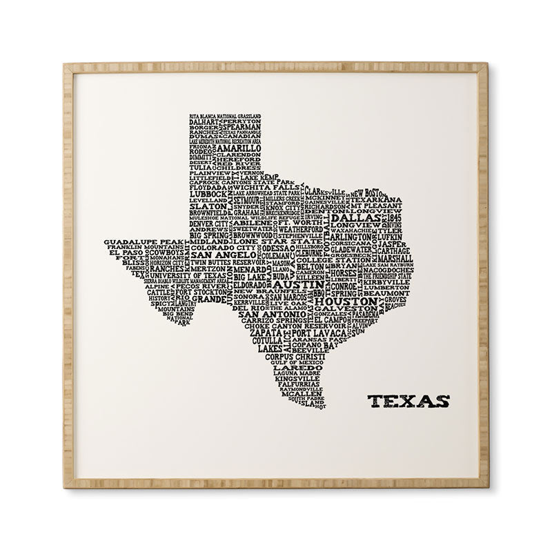 Restudio Designs Texas Map Framed Wall Art