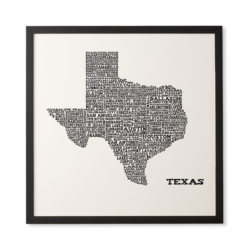 Restudio Designs Texas Map Framed Wall Art