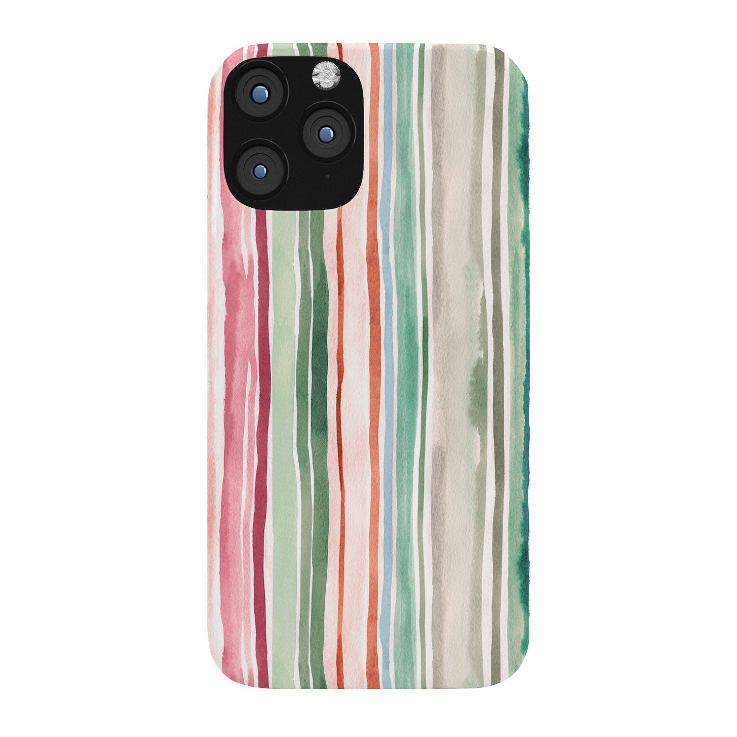 Ninola Design Botanic Retreat Watercolor Stripes Green Orange Red Phone Case
