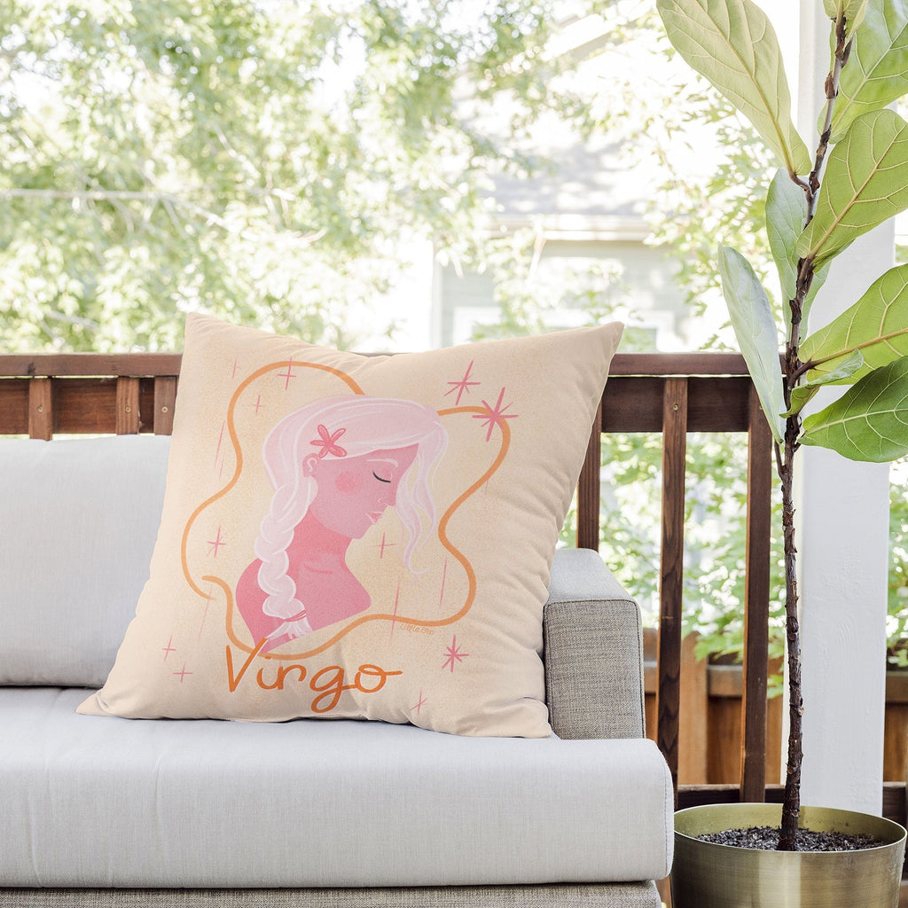 Little Om Zodiac Sign Virgo Outdoor Throw Pillow