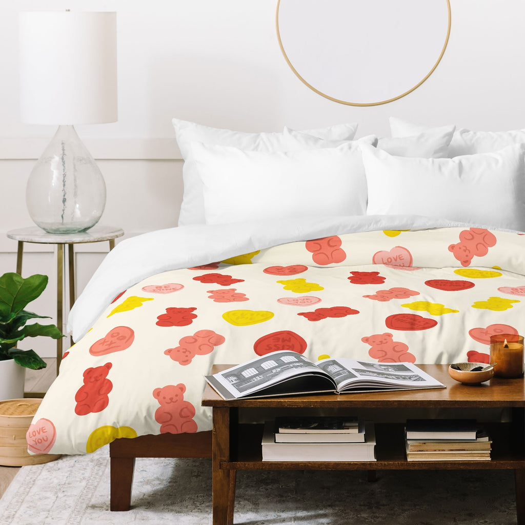 Design by Spark Gummy Bears and Candy Hearts Valentines Duvet Cover