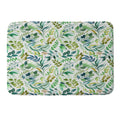 Ninola Design Botanic Retreat Loose Botanical Leaves Watercolor Green Memory Foam Bath Mat
