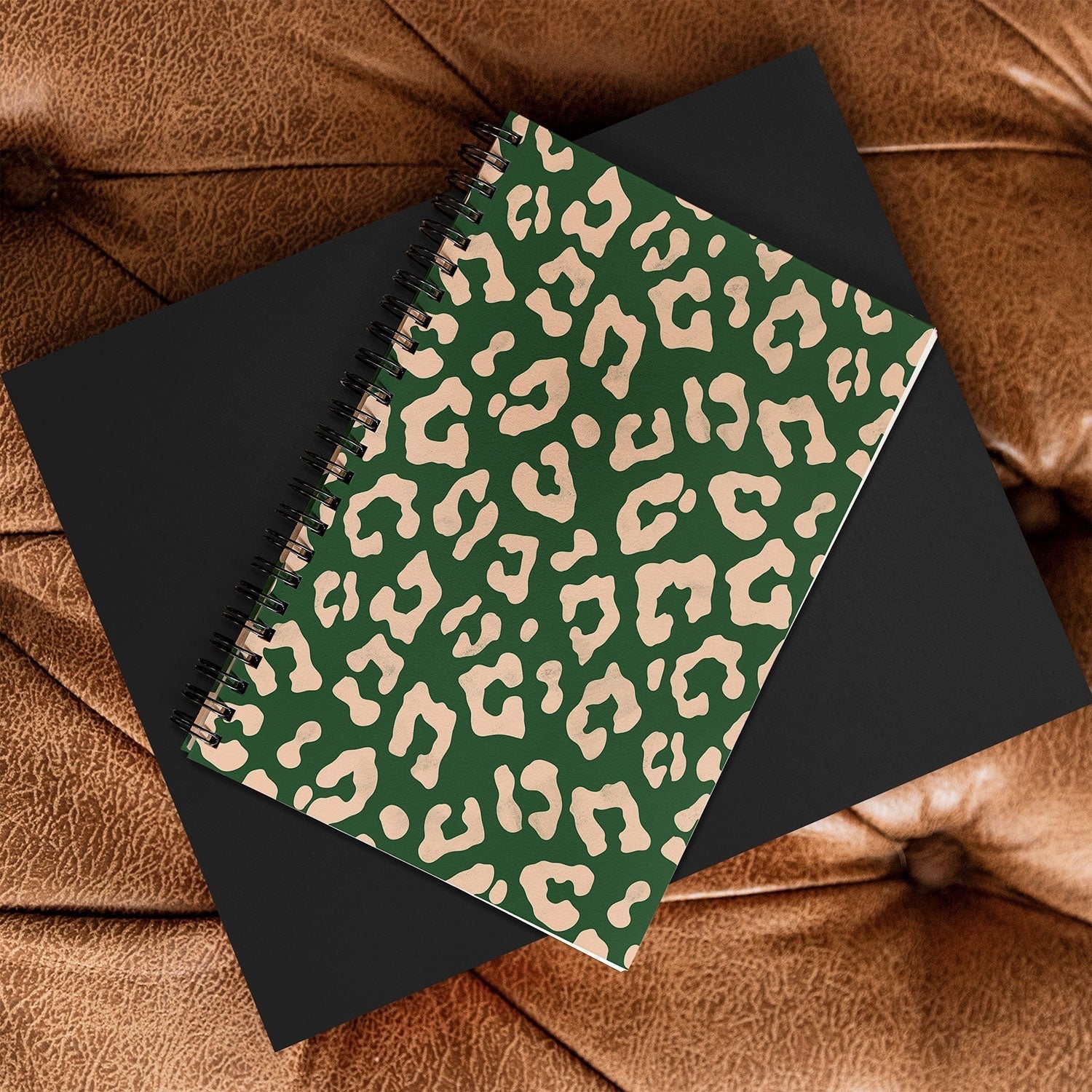 Avenie BR Cheetah Print In Green Spiral Notebook