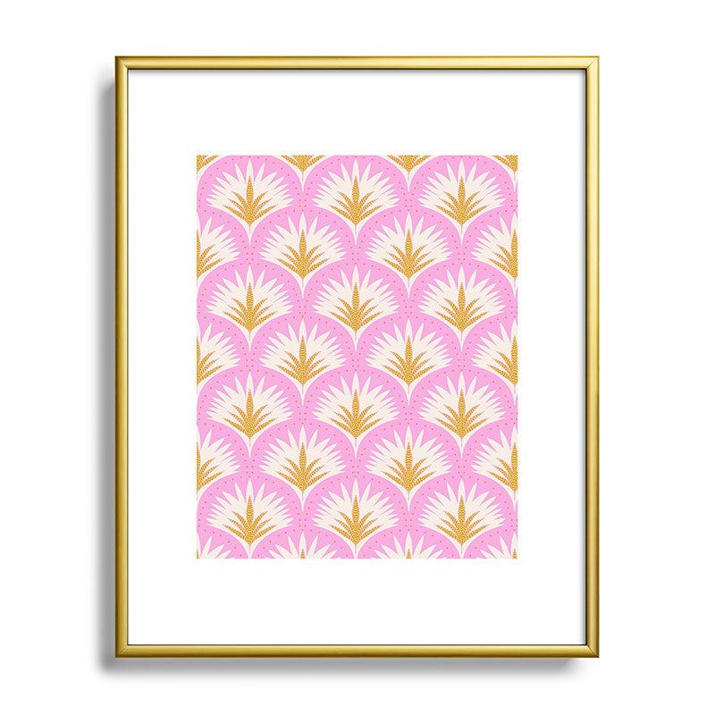 Jennifer Labre Pink Palmetto Metal Framed Art Print