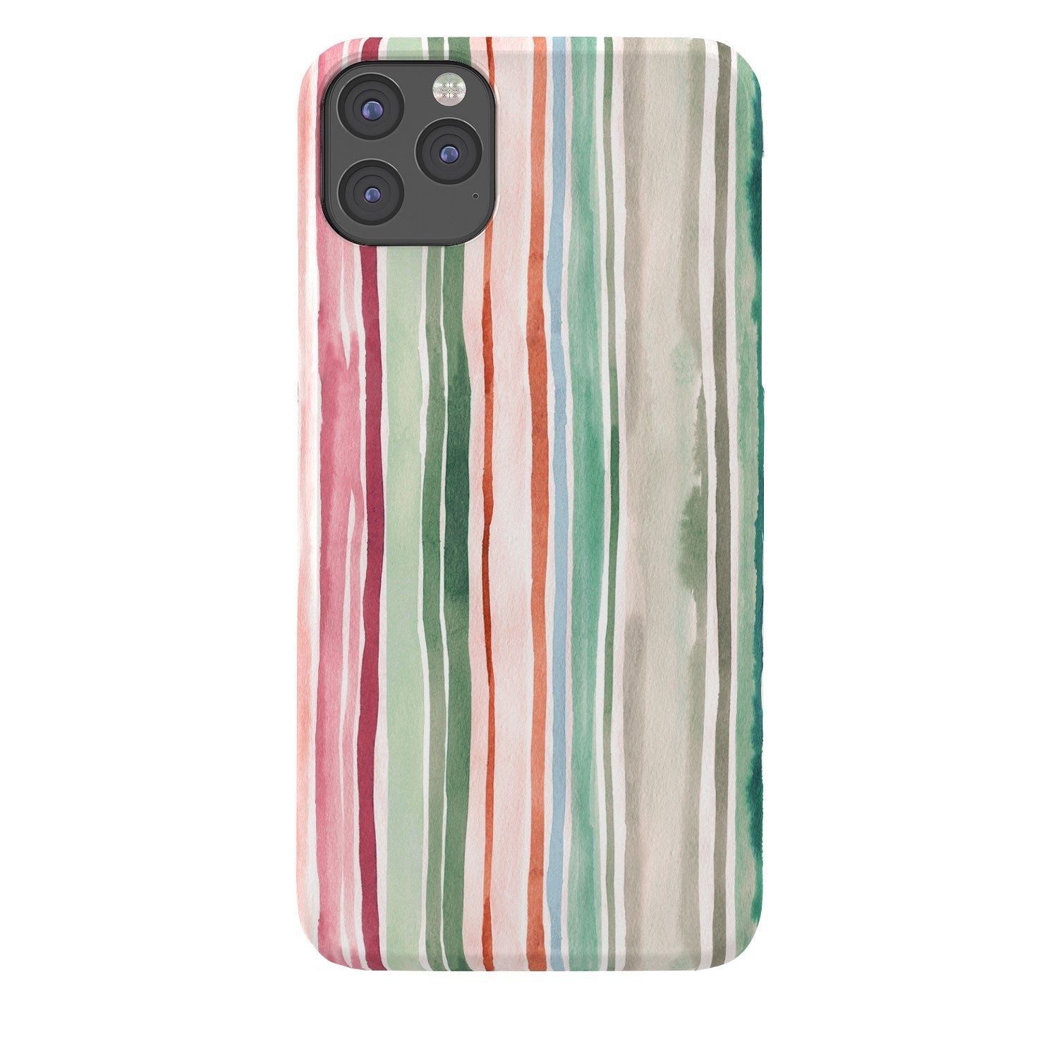 Ninola Design Botanic Retreat Watercolor Stripes Green Orange Red Phone Case