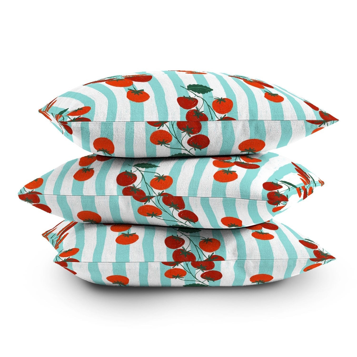 Design by Spark Zesty Tomatoes and Stripes Outdoor Throw Pillow