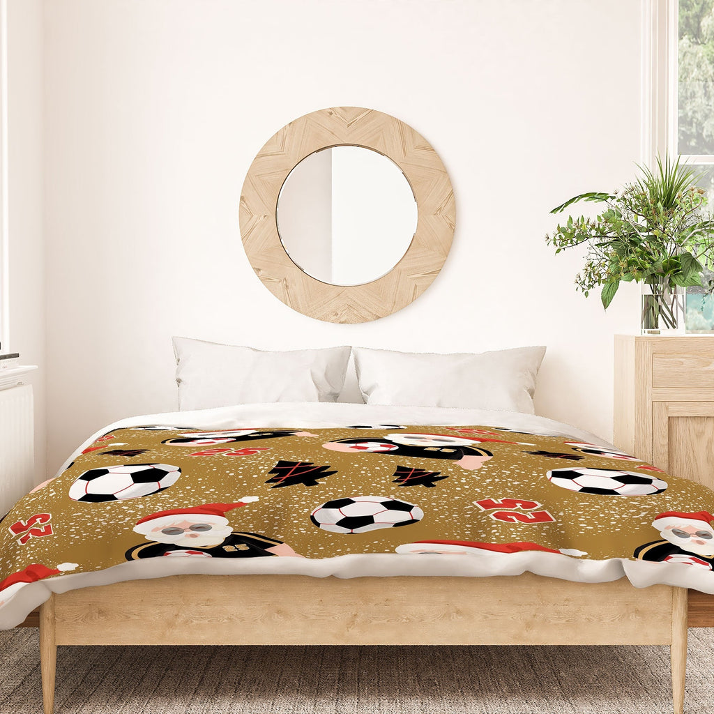 Design by Spark Sporty Soccer Santa Holiday Duvet Cover