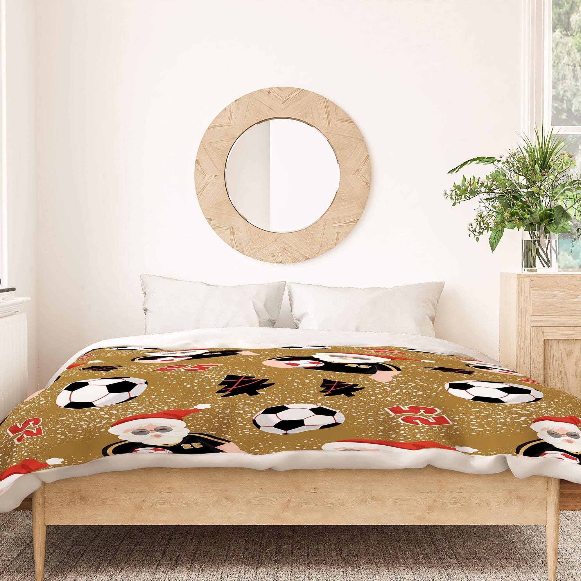 Design by Spark Sporty Soccer Santa Holiday Duvet Cover