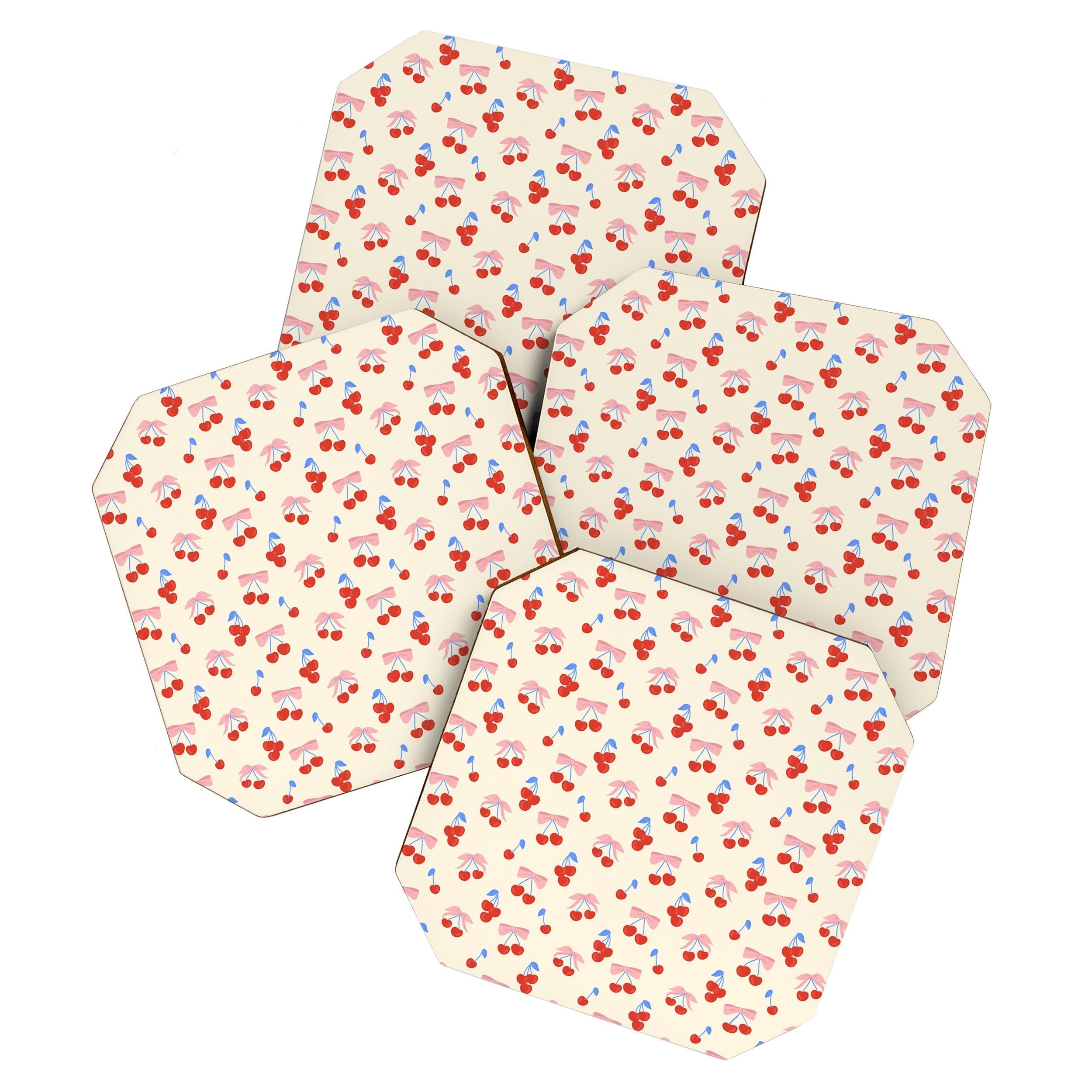Design by Spark Cherries And Ribbons Coaster Set