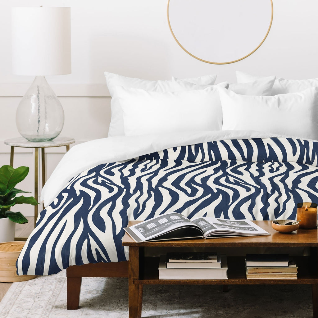Avenie BR Navy Tiger Stripes Duvet Cover