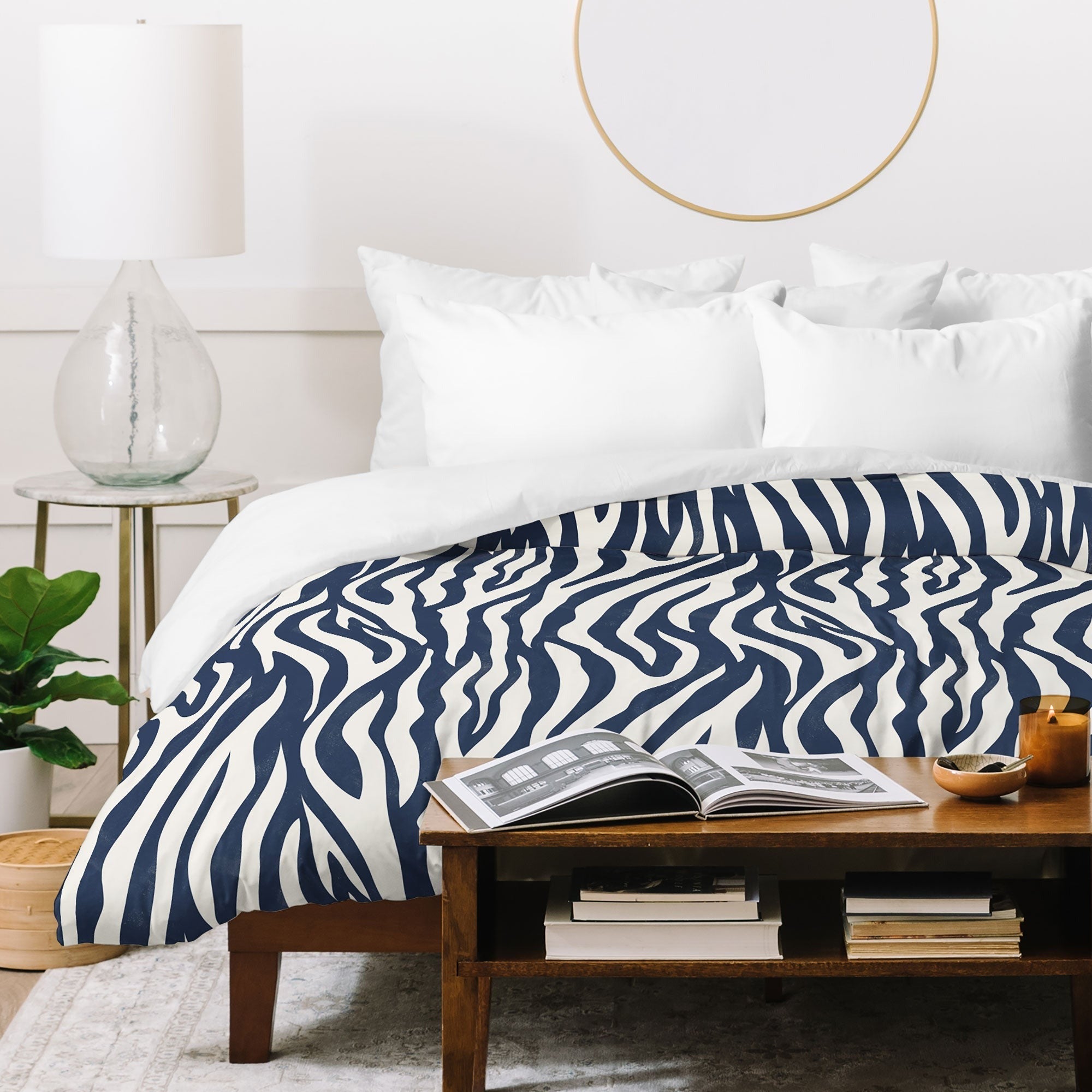 Avenie BR Navy Tiger Stripes Duvet Cover