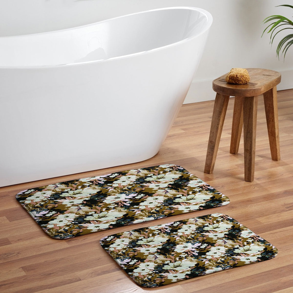 Marta Barragan Camarasa Romantic Floral Fusion Memory Foam Bath Mat