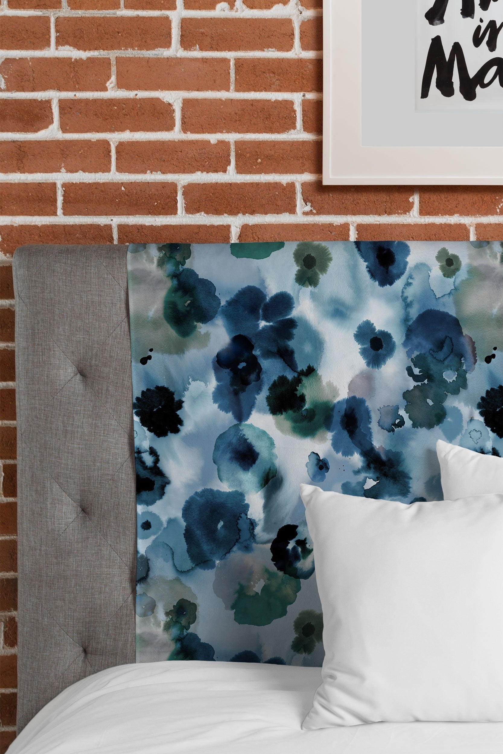 Ninola Design Botanic Retreat Ombre Abstract Watercolor Flowers Blue Navy Tapestry