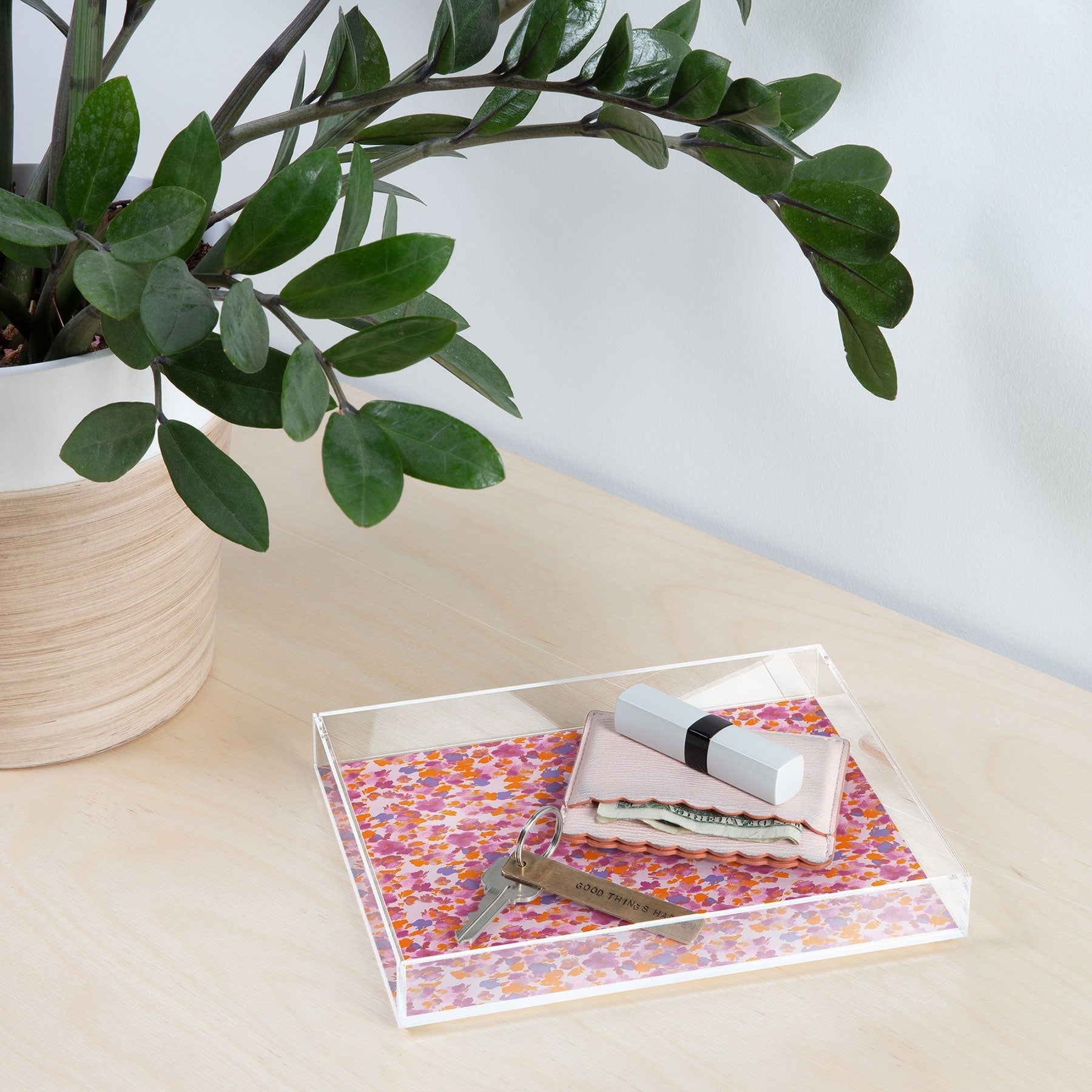 Gabriela Fuente Day Dreaming Watercolor Pink Acrylic Tray