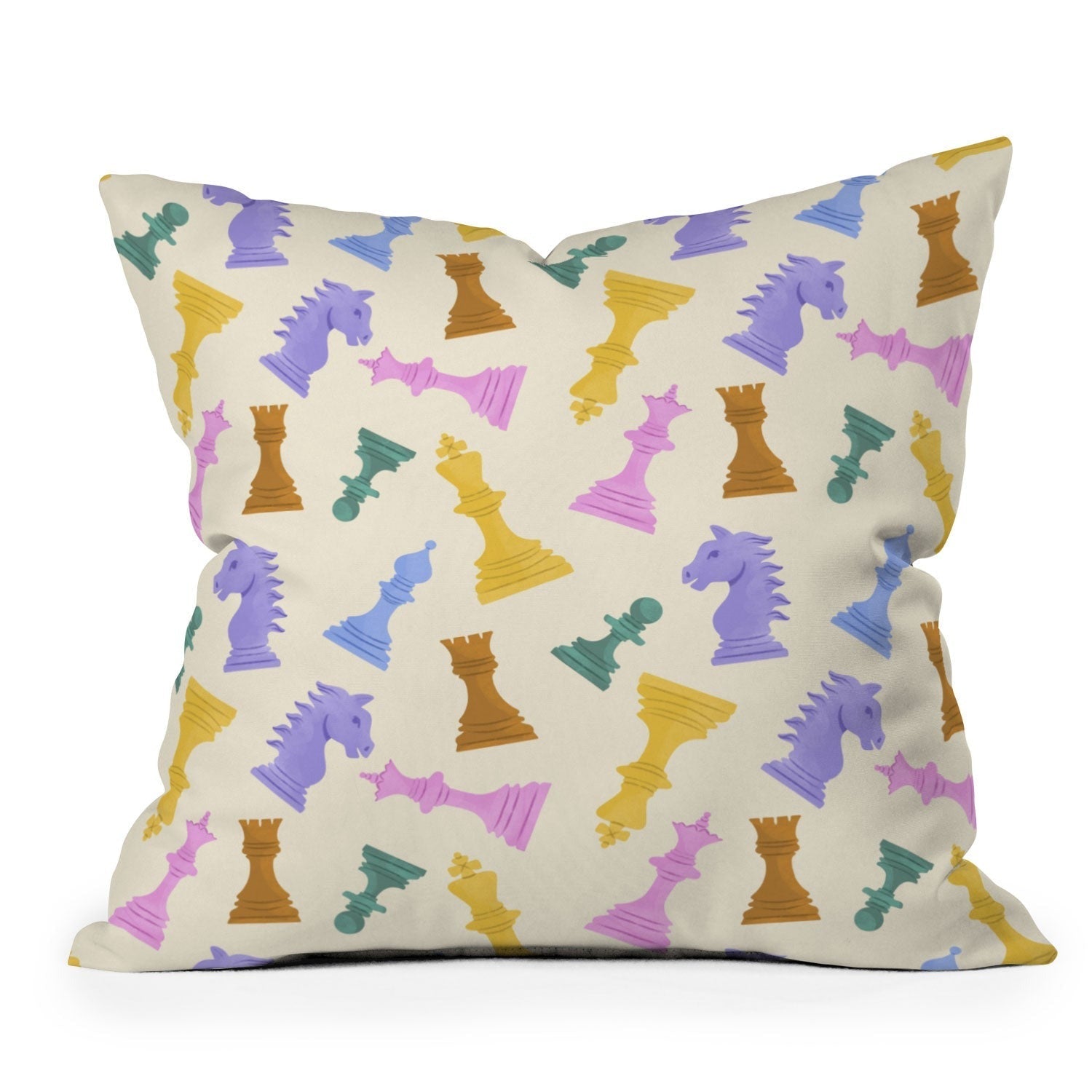 Design by Spark Chess Game Pieces Outdoor Throw Pillow