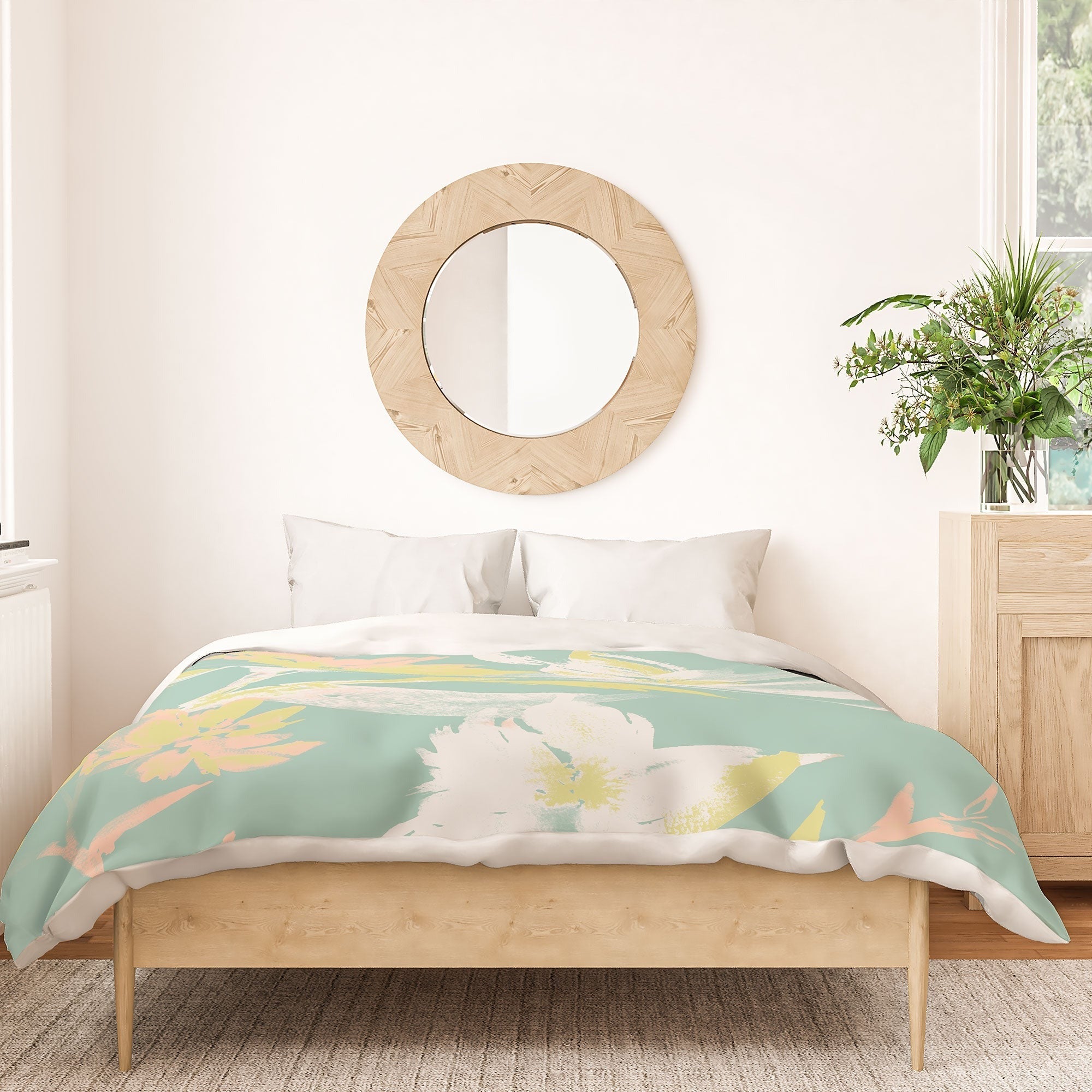 Gabriela Fuente Emma Floral Mint Duvet Cover