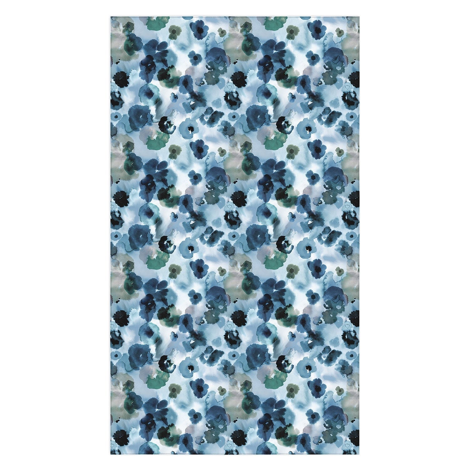 Ninola Design Botanic Retreat Ombre Abstract Watercolor Flowers Blue Navy Tablecloth