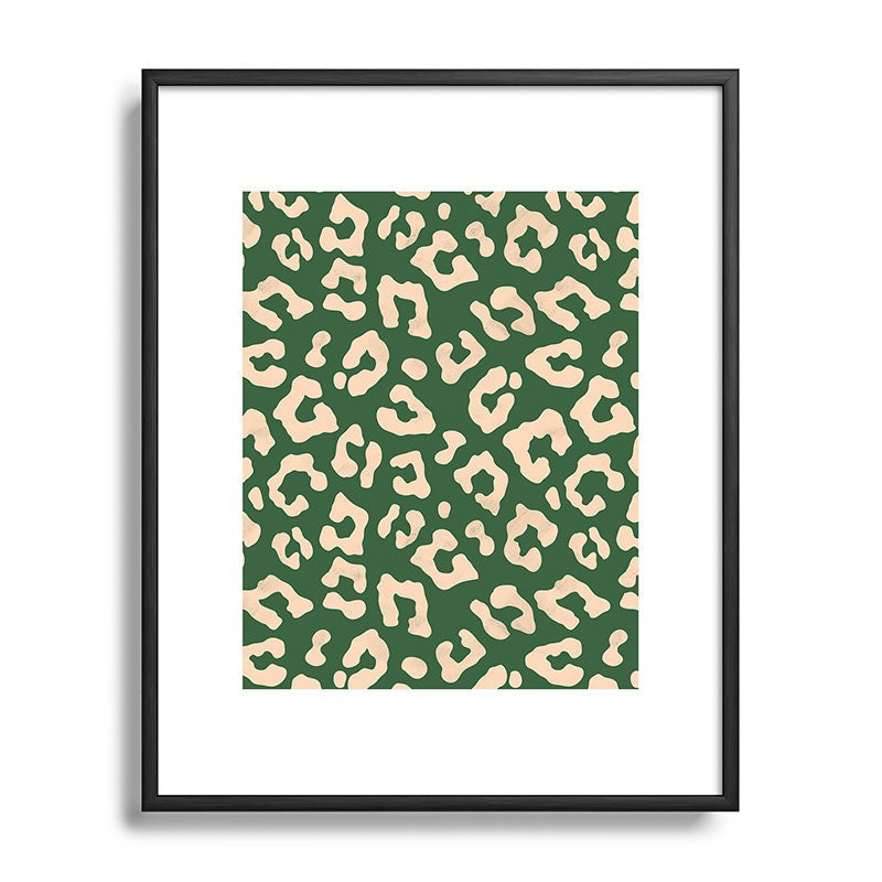 Avenie BR Cheetah Print In Green Metal Framed Art Print