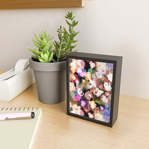 Ninola Design Botanic Retreat Ombre Abstract Watercolor Flowers Pink gold Framed Mini Art Print