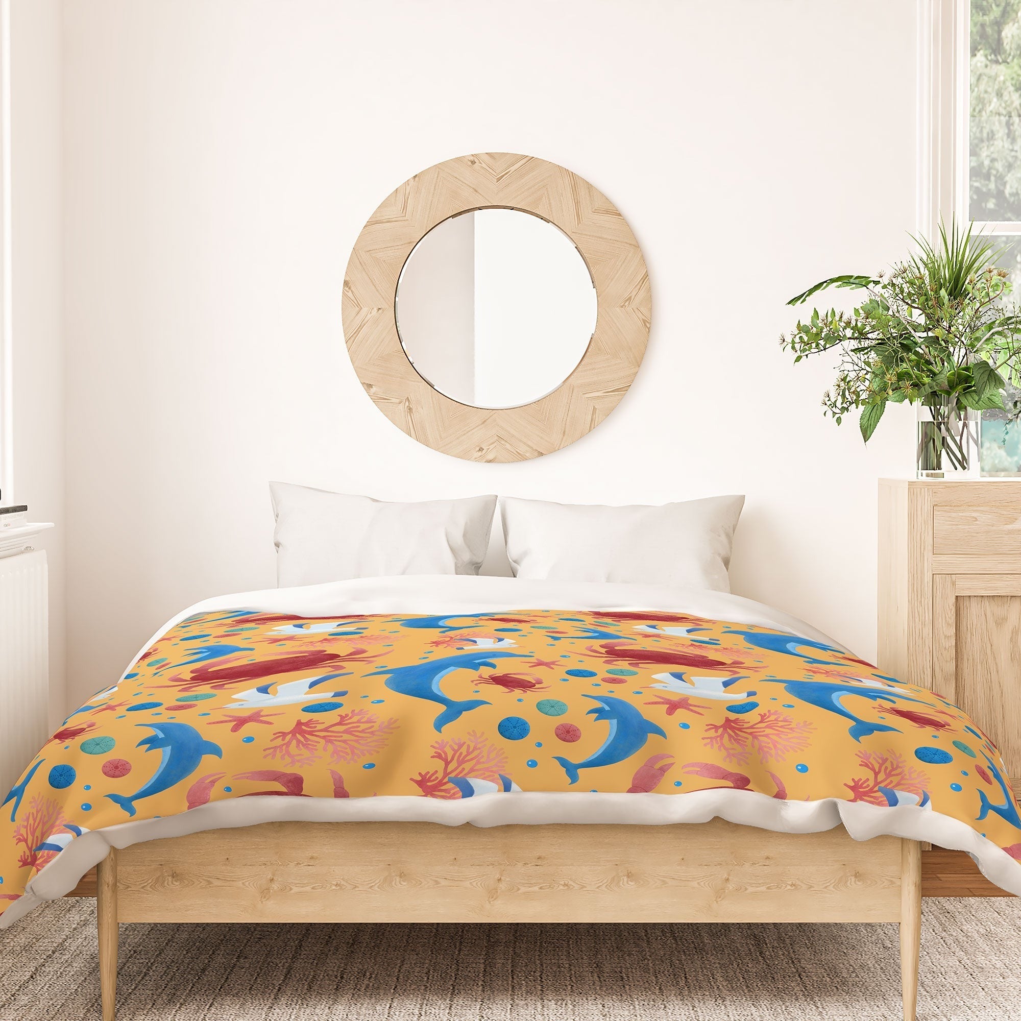 Seta Zakian Sailing Sealife yellow Duvet Cover