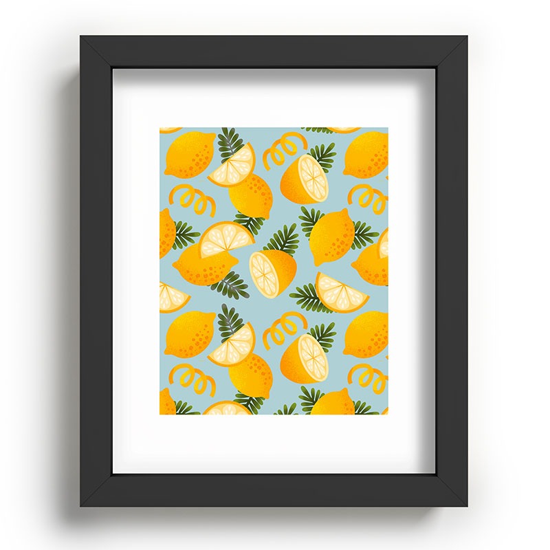 Jessica Molina Lemon Pattern on Sky Blue Recessed Framing Rectangle