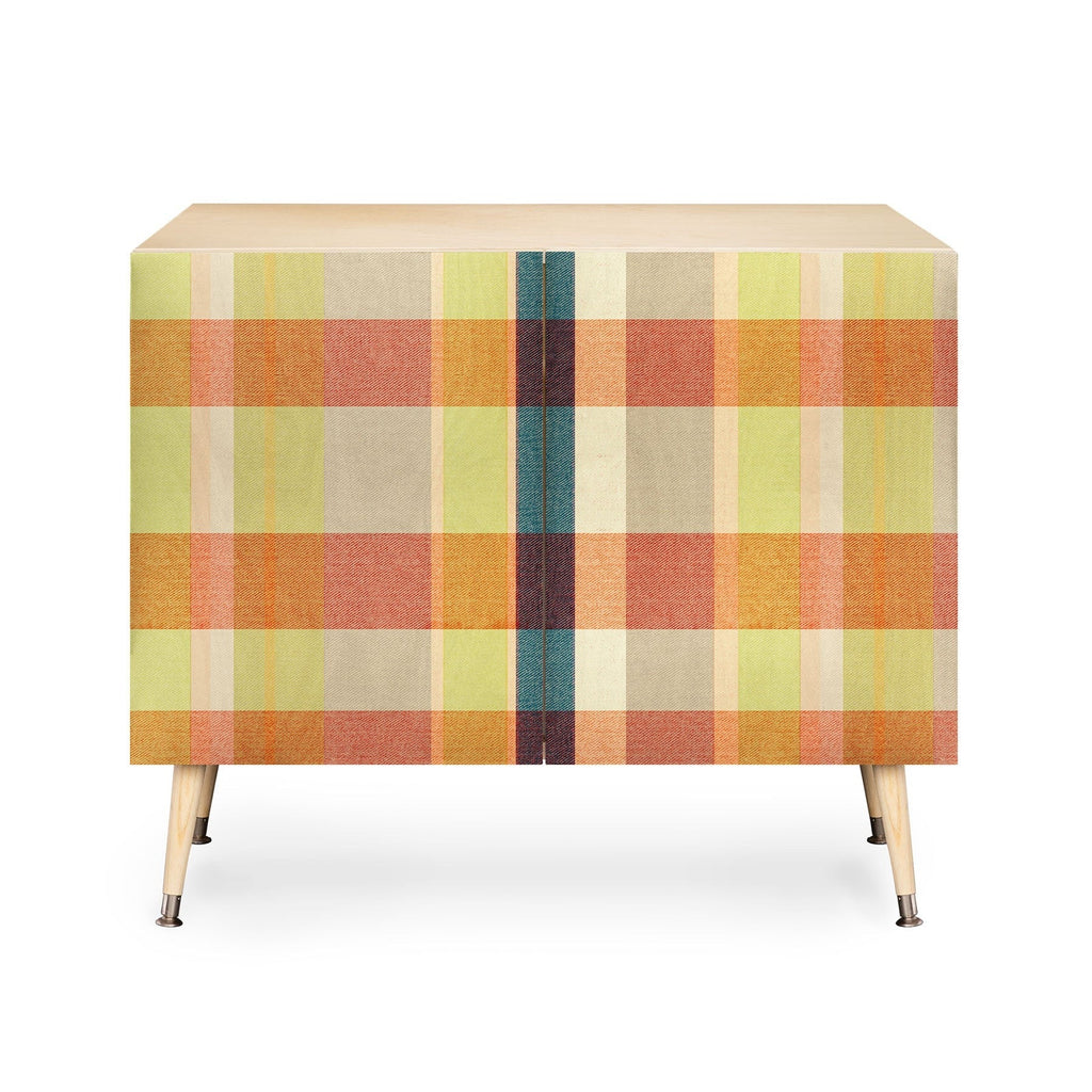 Marta Barragan Camarasa Retro Picnic Plaid Warm Tones Credenza