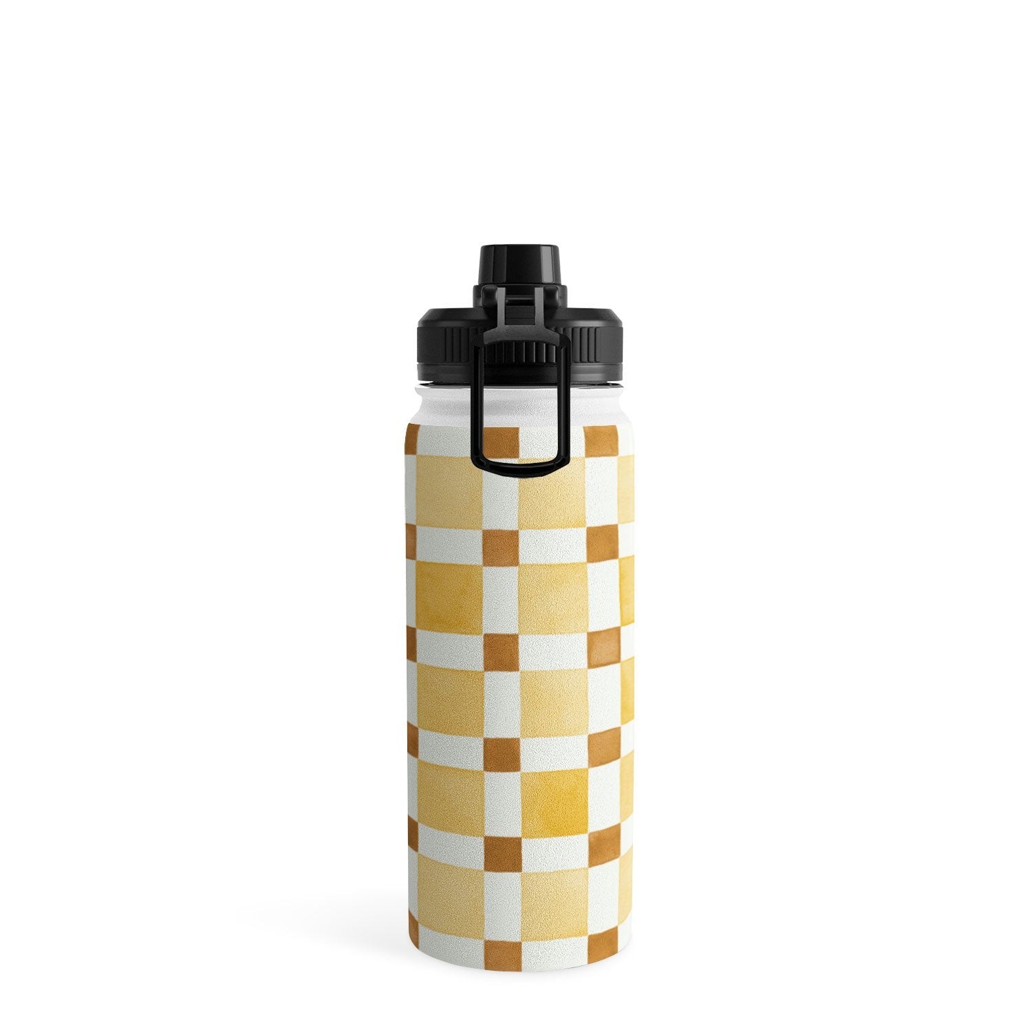 Ninola Design Everyday Artifact Checker Mosaic Tiles Geometry Yellow Water Bottle
