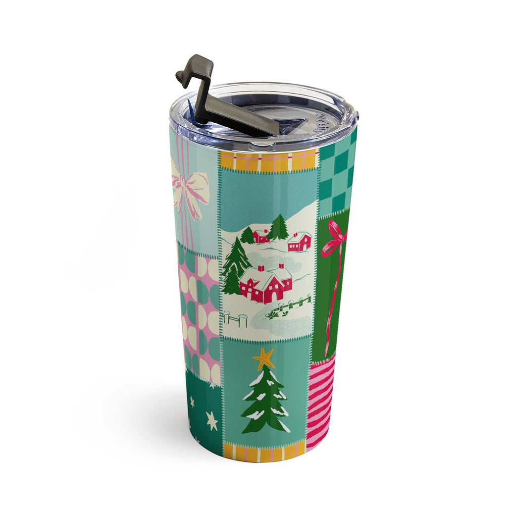 LouBruzzoni Cozy Christmas Patchwork Travel Mug