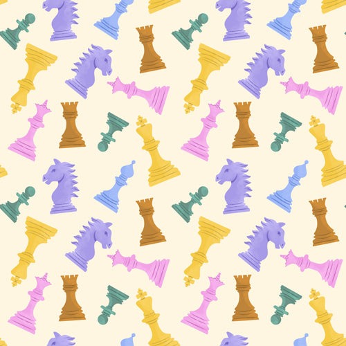 Design by Spark Chess Game Pieces Shower Curtain