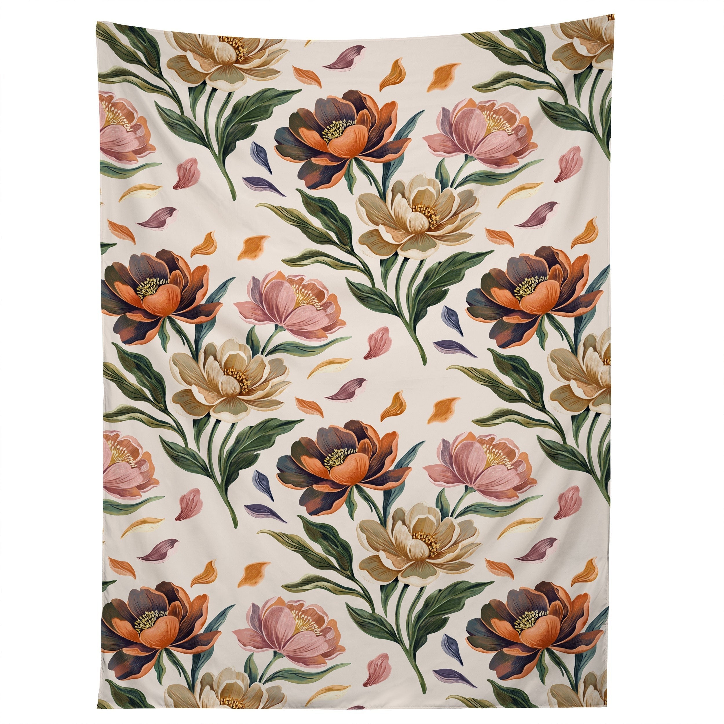 Marta Barragan Camarasa Hand Painted Peony Florals Tapestry