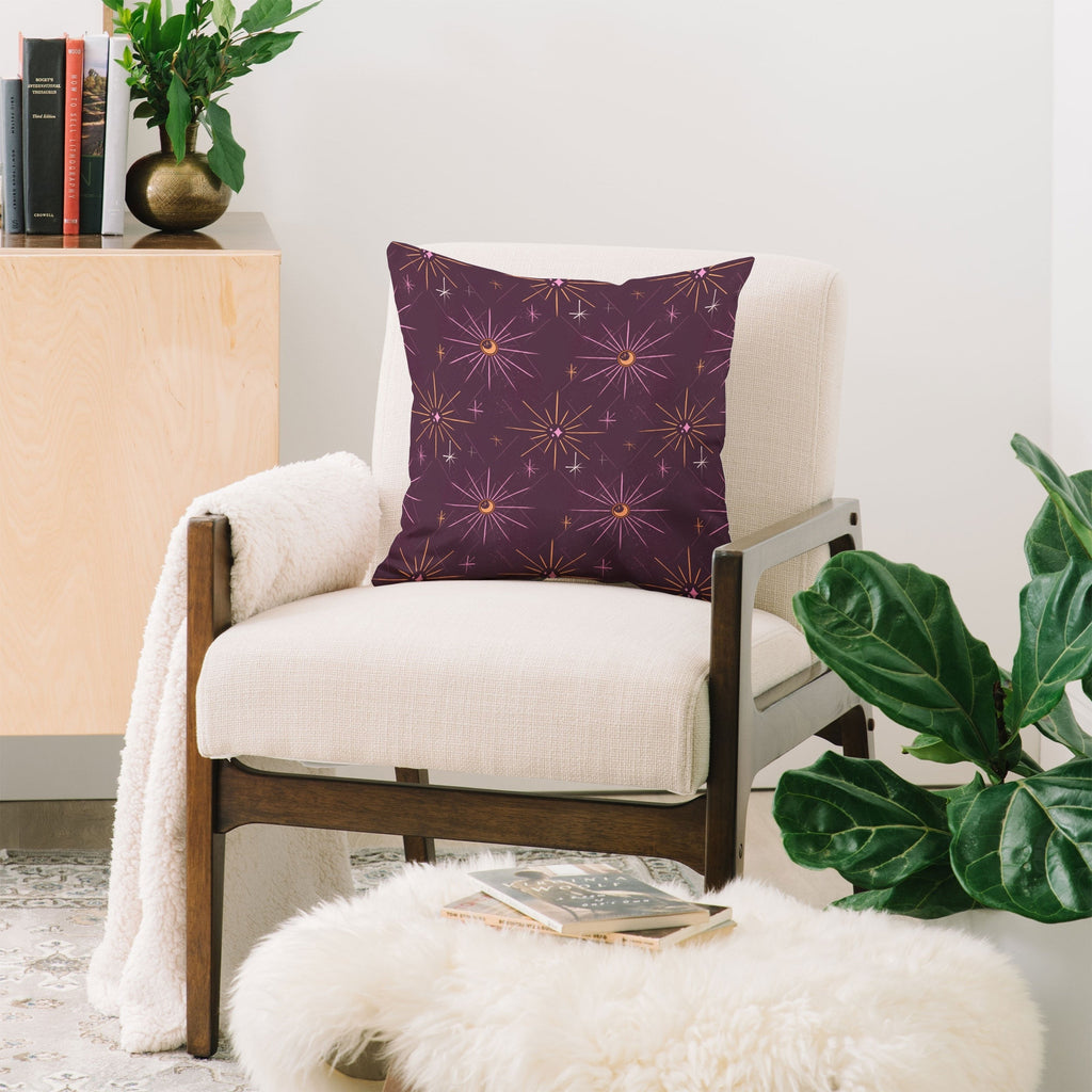 Little Om Pattern Little Moon plum Throw Pillow