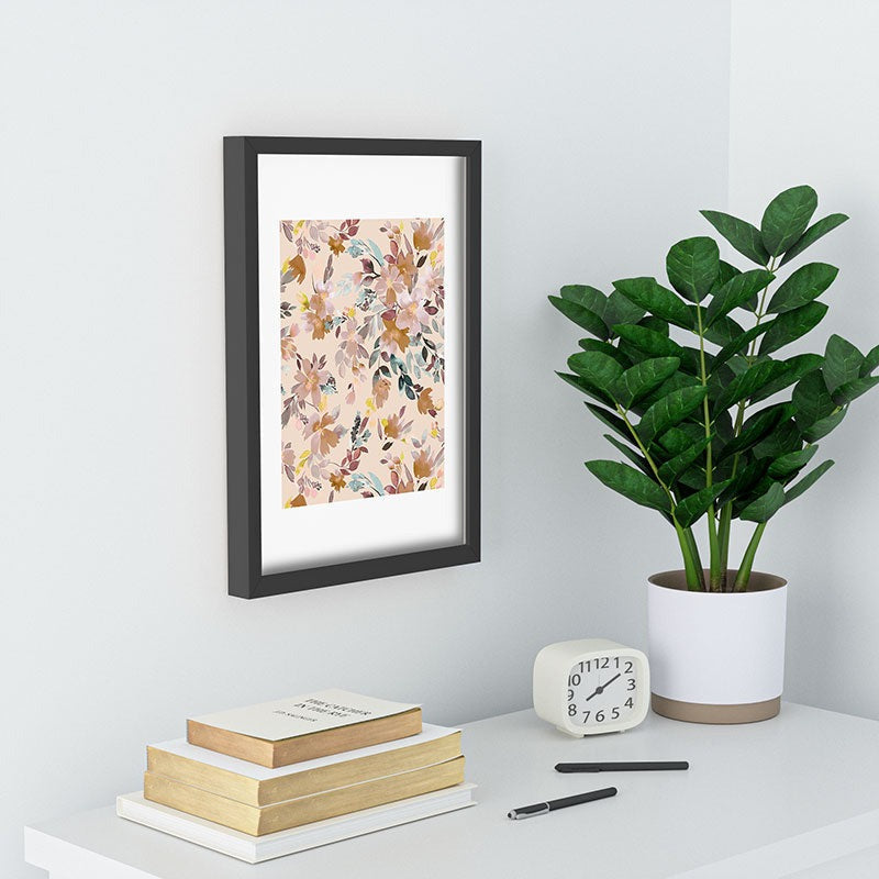 Ninola Design Botanic Retreat Floral Oleander Whimsical Soft Pink Recessed Framing Rectangle