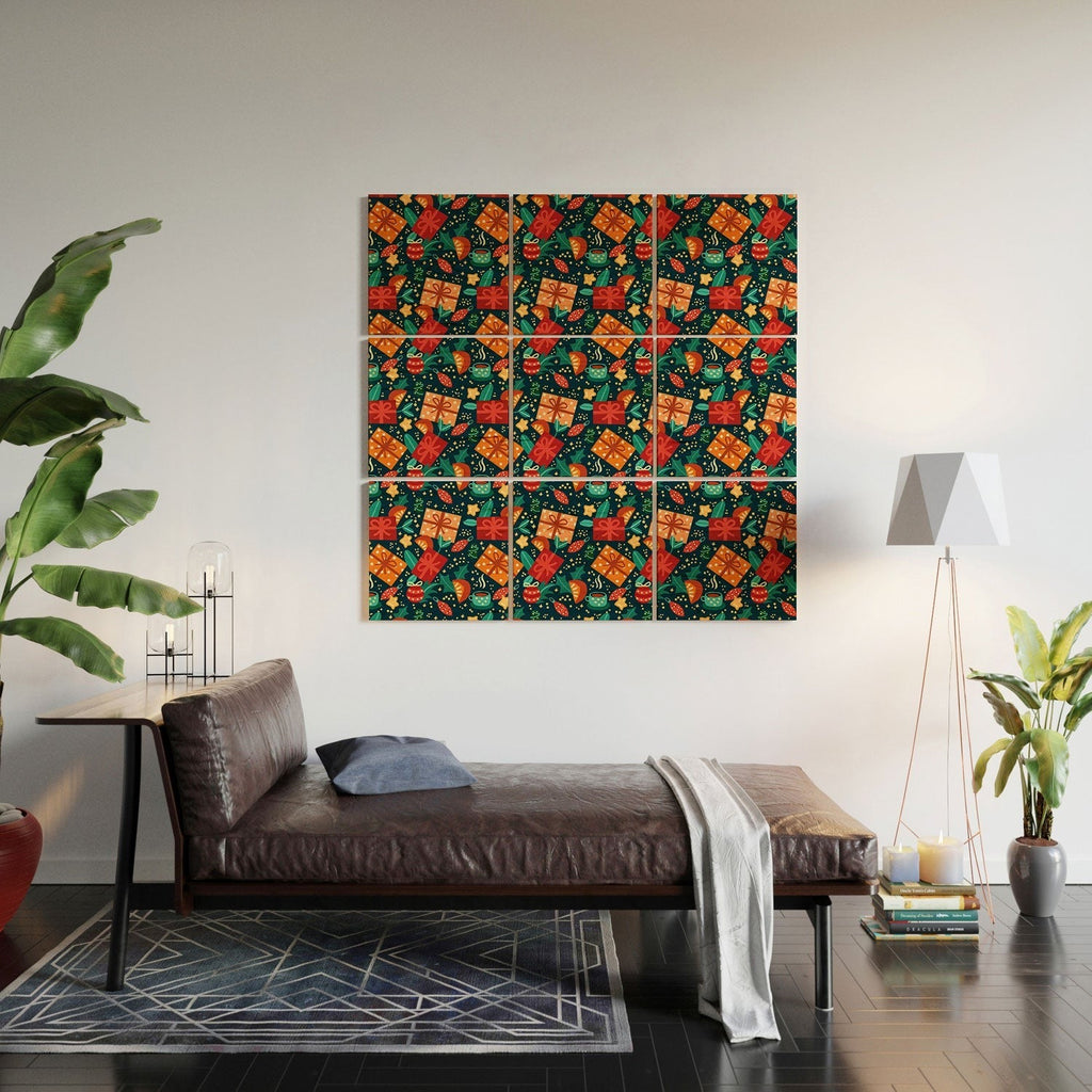 Valeria Frustaci Christmas pattern Wood Wall Mural