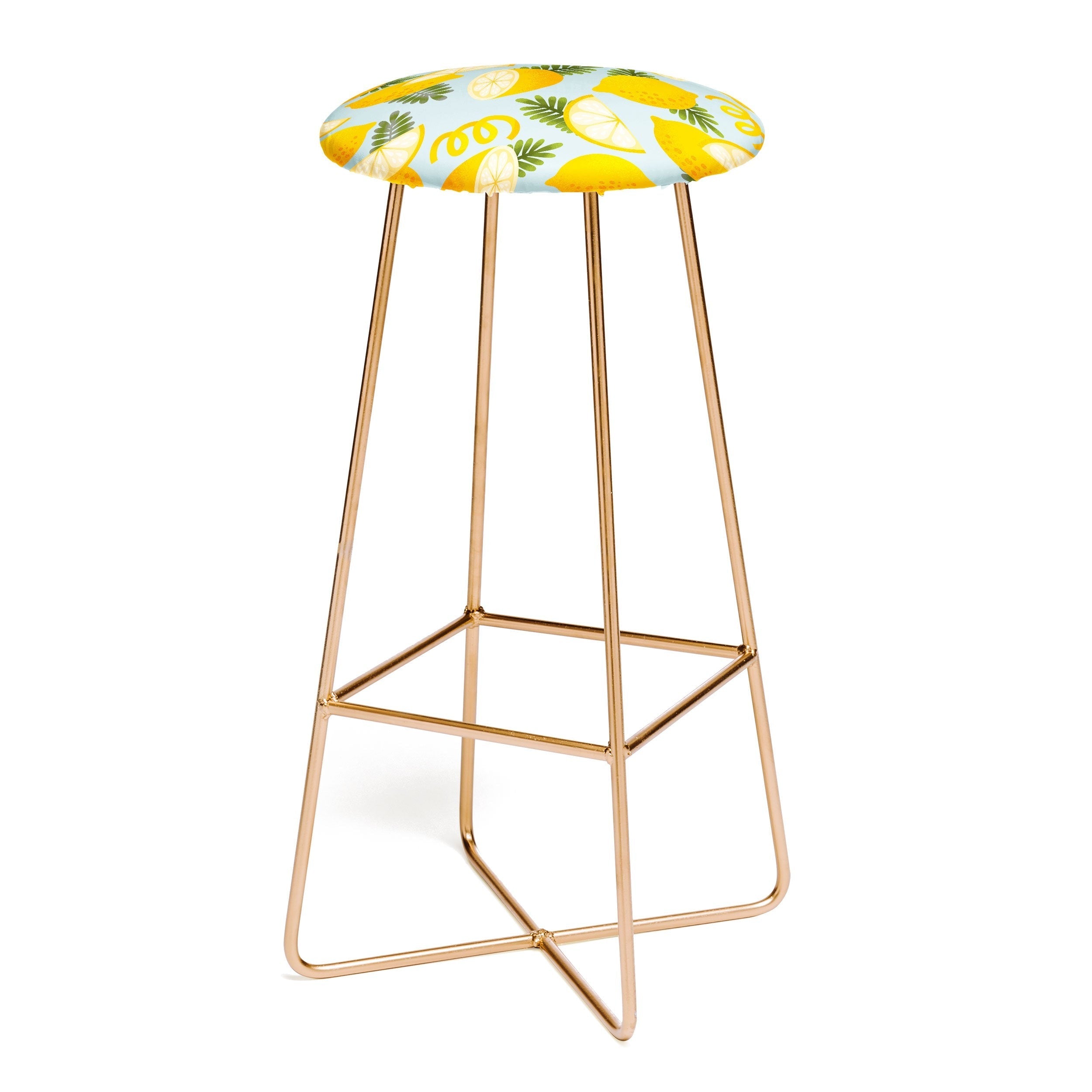 Jessica Molina Lemon Pattern on Sky Blue Bar Stool