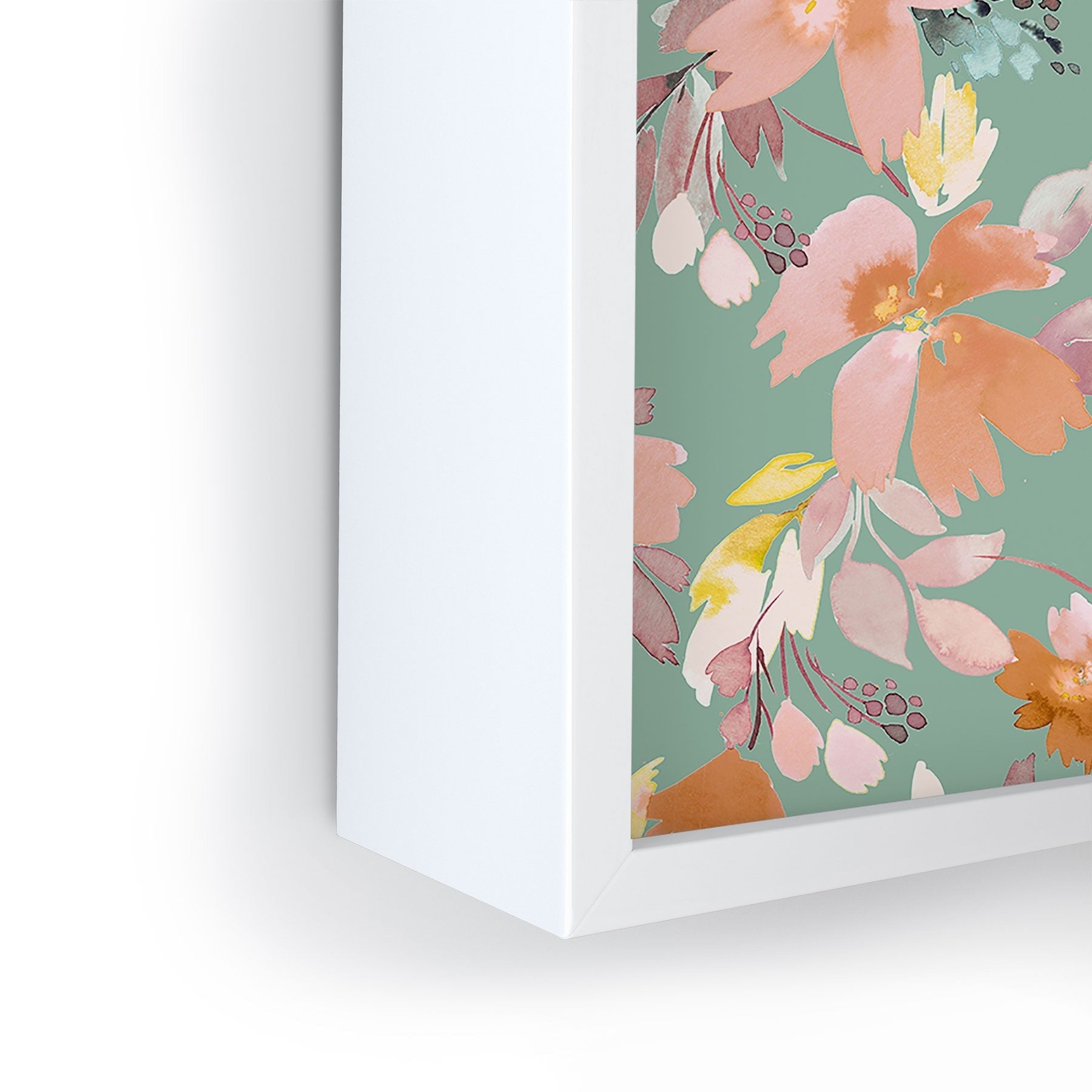Ninola Design Botanic Retreat Floral Oleander Whimsical Teal Green Framed Mini Art Print