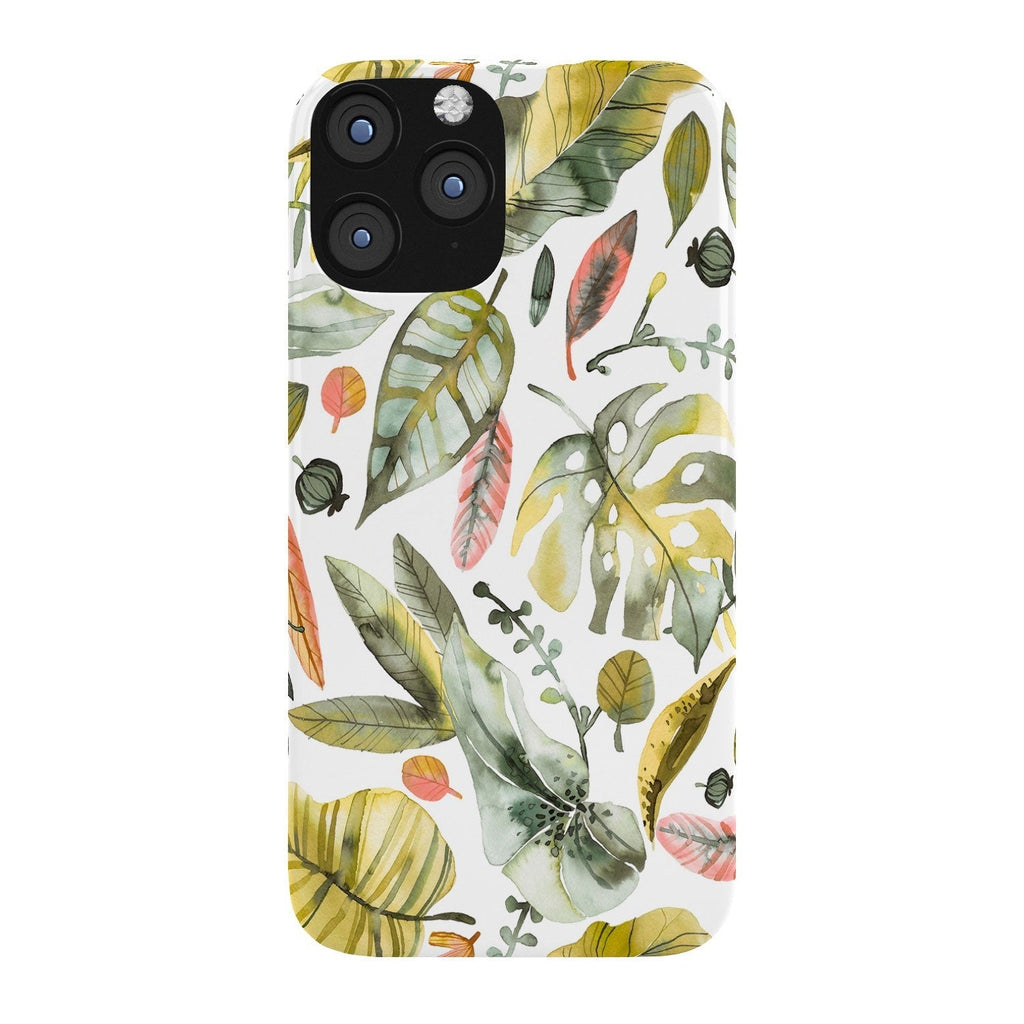 Ninola Design Botanic Retreat Tropical Jungle Leaves Botanical Green Orange Phone Case
