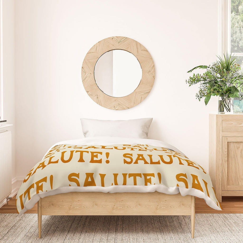 Jessica Molina Salute Gold Pattern on Cream Duvet Cover