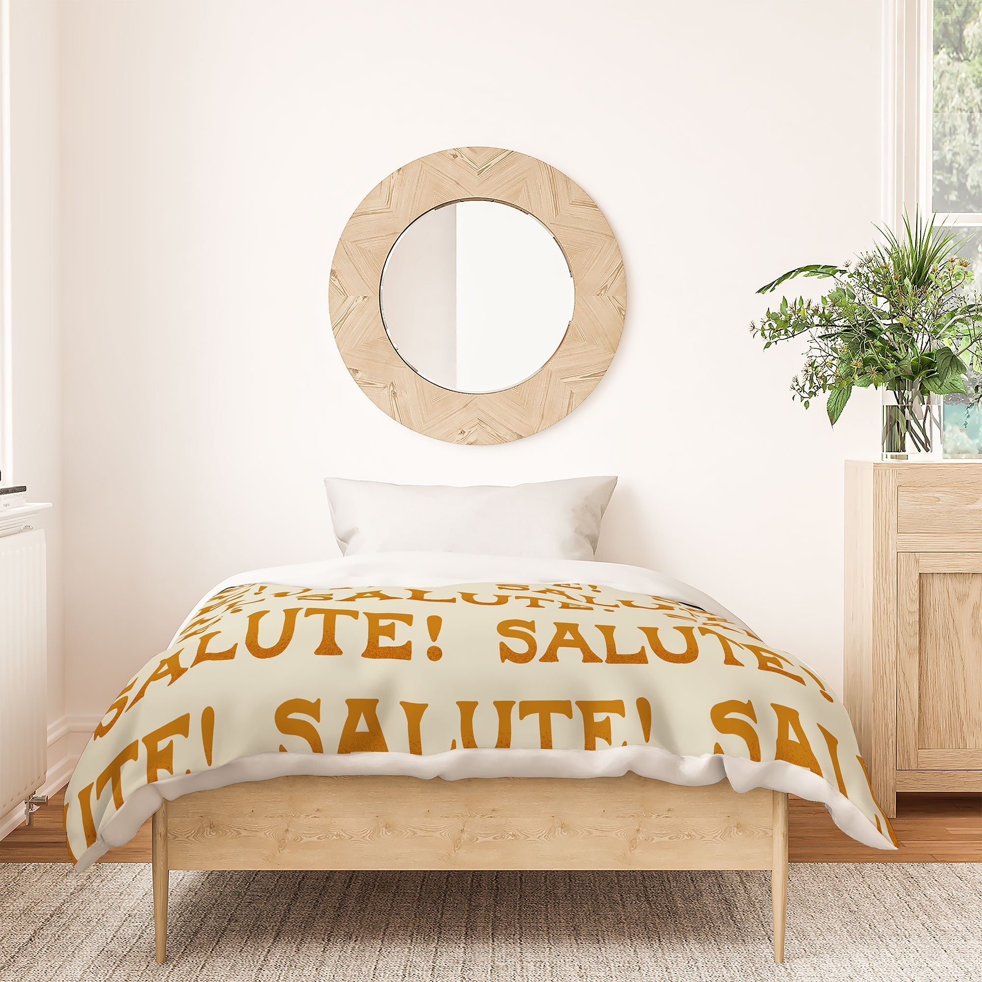 Jessica Molina Salute Gold Pattern on Cream Duvet Cover