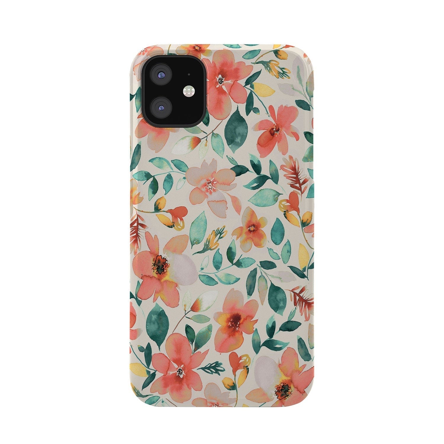 Ninola Design Botanic Retreat Tropical Whimsical Flowers Coral Green Phone Case