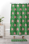 Design by Spark Pink Palm Tree Oasis Shower Curtain And Mat
